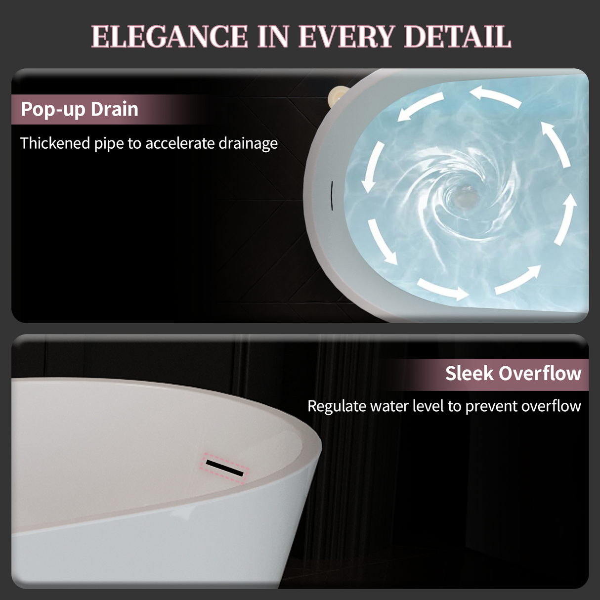 55" Acrylic Freestanding Bathtub