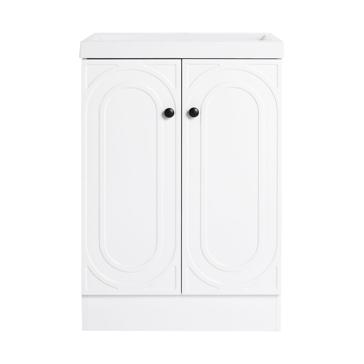 Contemporary Freestanding Bathroom Vanity With Resin Sink & Soft-Close Cabinet Doors