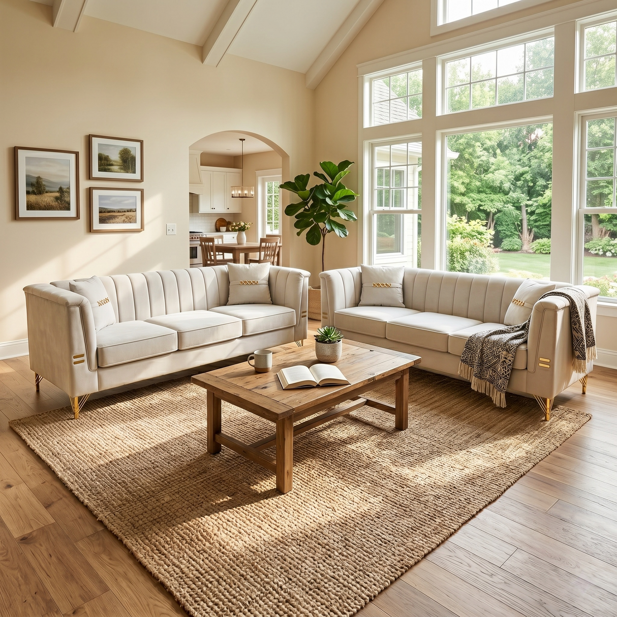 Modern Velvet Upholstered Sofa Set of 2