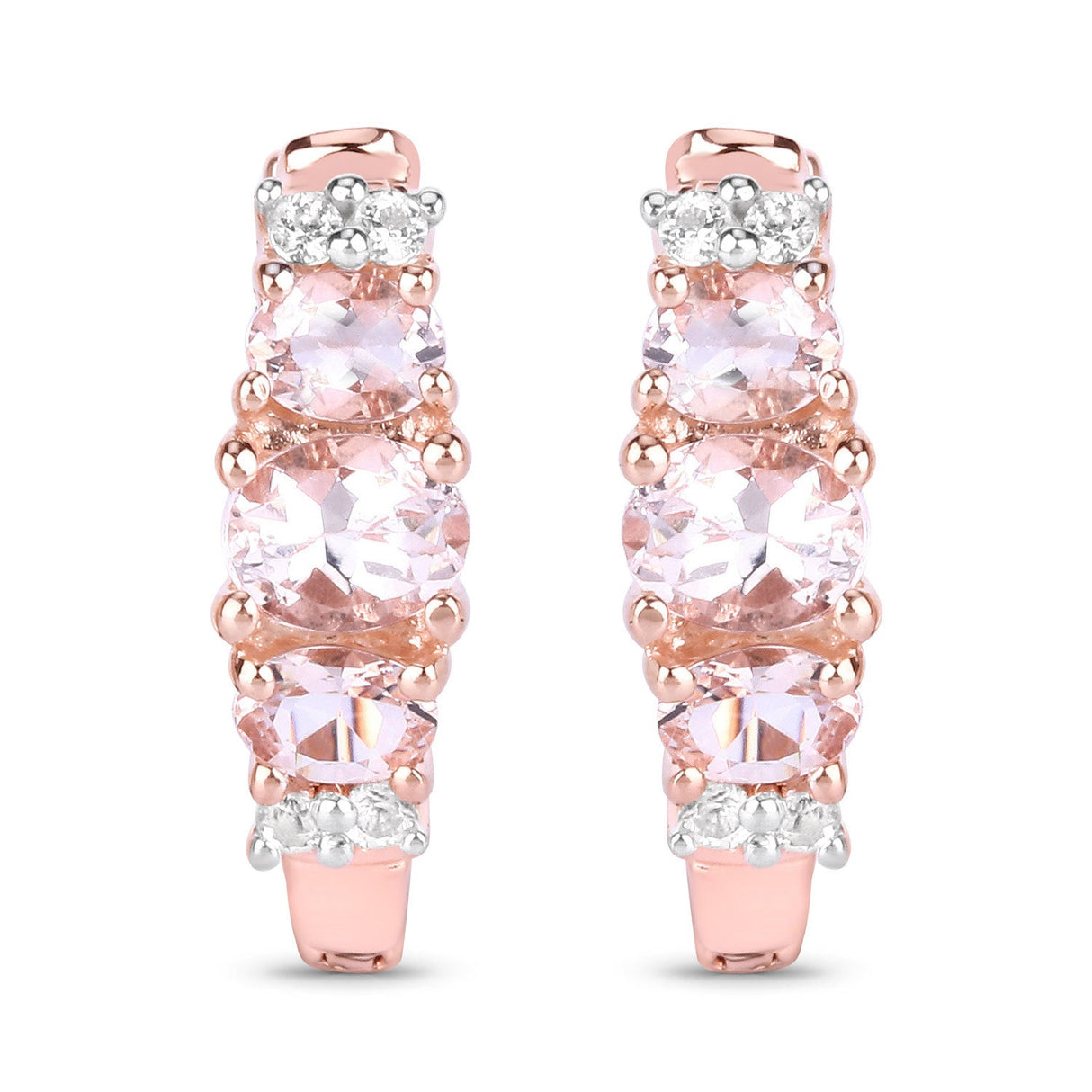 1.32 Carat Genuine Morganite and White Topaz .925 Sterling Silver Earrings