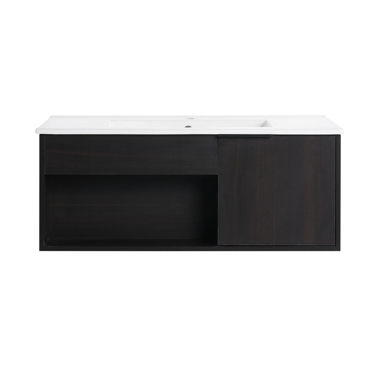 Wall Mounted Floating Bathroom Vanity With Open Shelf & Soft Close Door