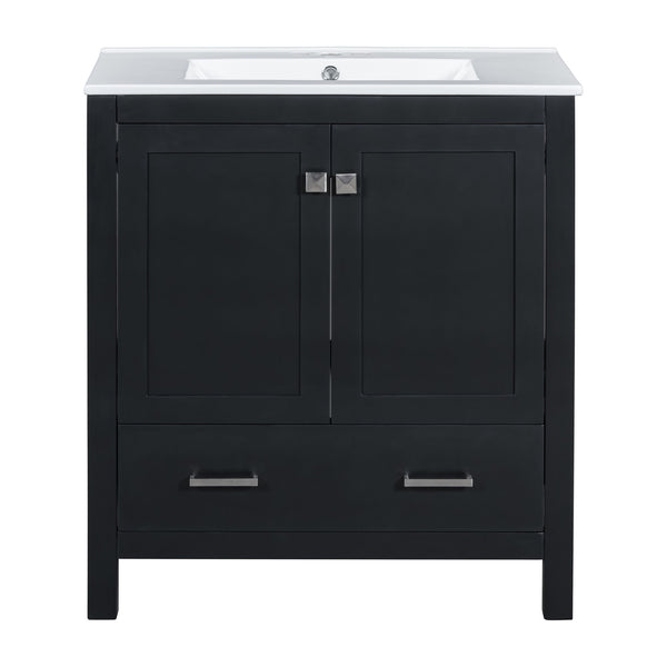 Bathroom Vanity With Single Sink, Combo Cabinet Undermount Sink, Bathroom Storage Cabinet With Two Doors And A Drawer, Soft Closing, Multifunctional Storage, Solid Wood Frame