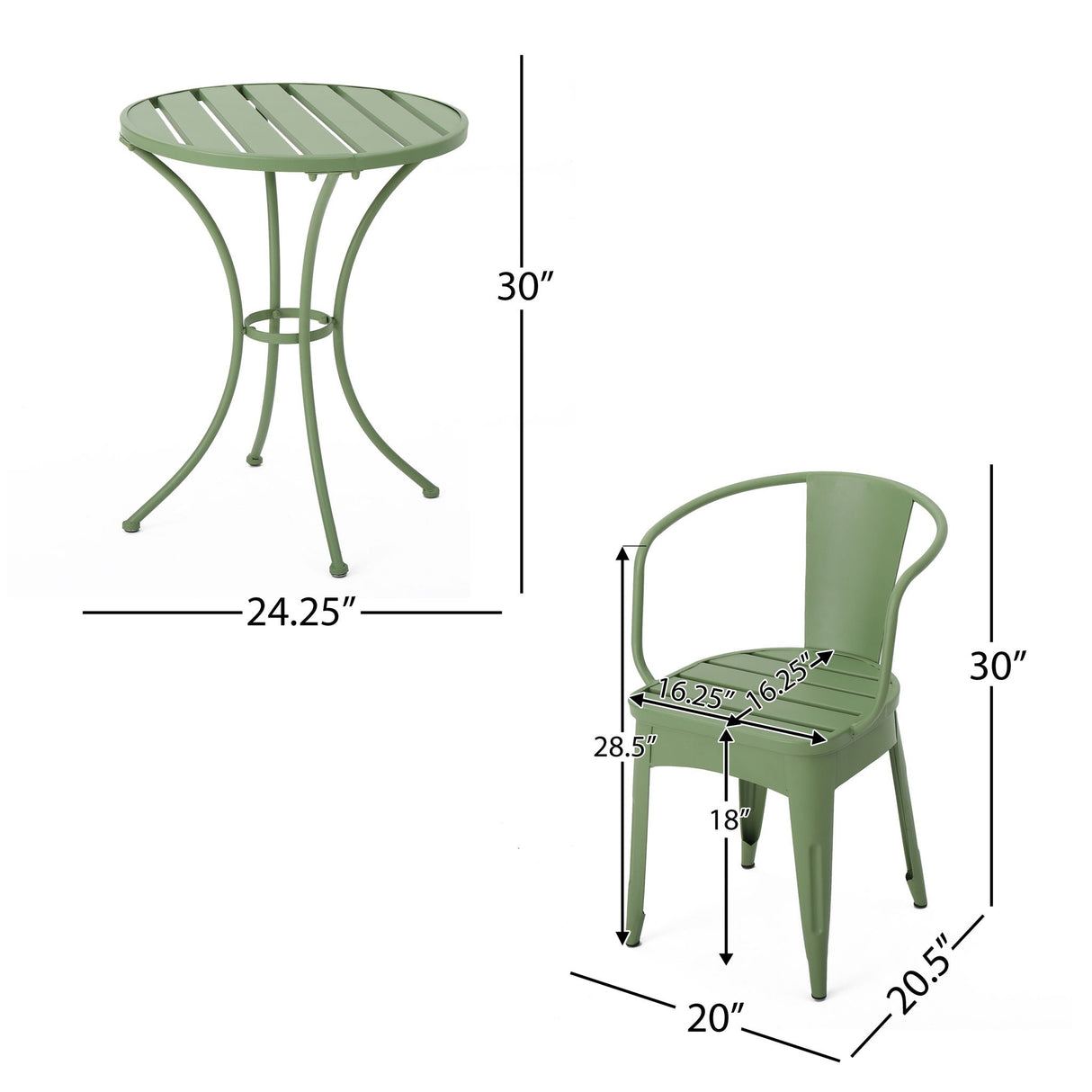 3 Piece Bistro Set With Table And 2 Chairs - Green - Best Buy Furniture
