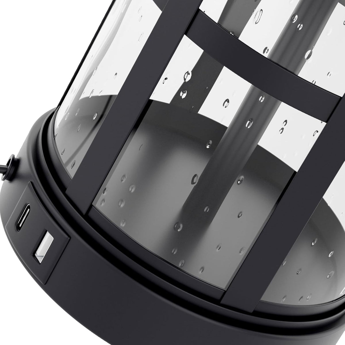 25-Inch Glass Table Lamps Set of 2, 3-Way Dimmable with USB and Type C, Black