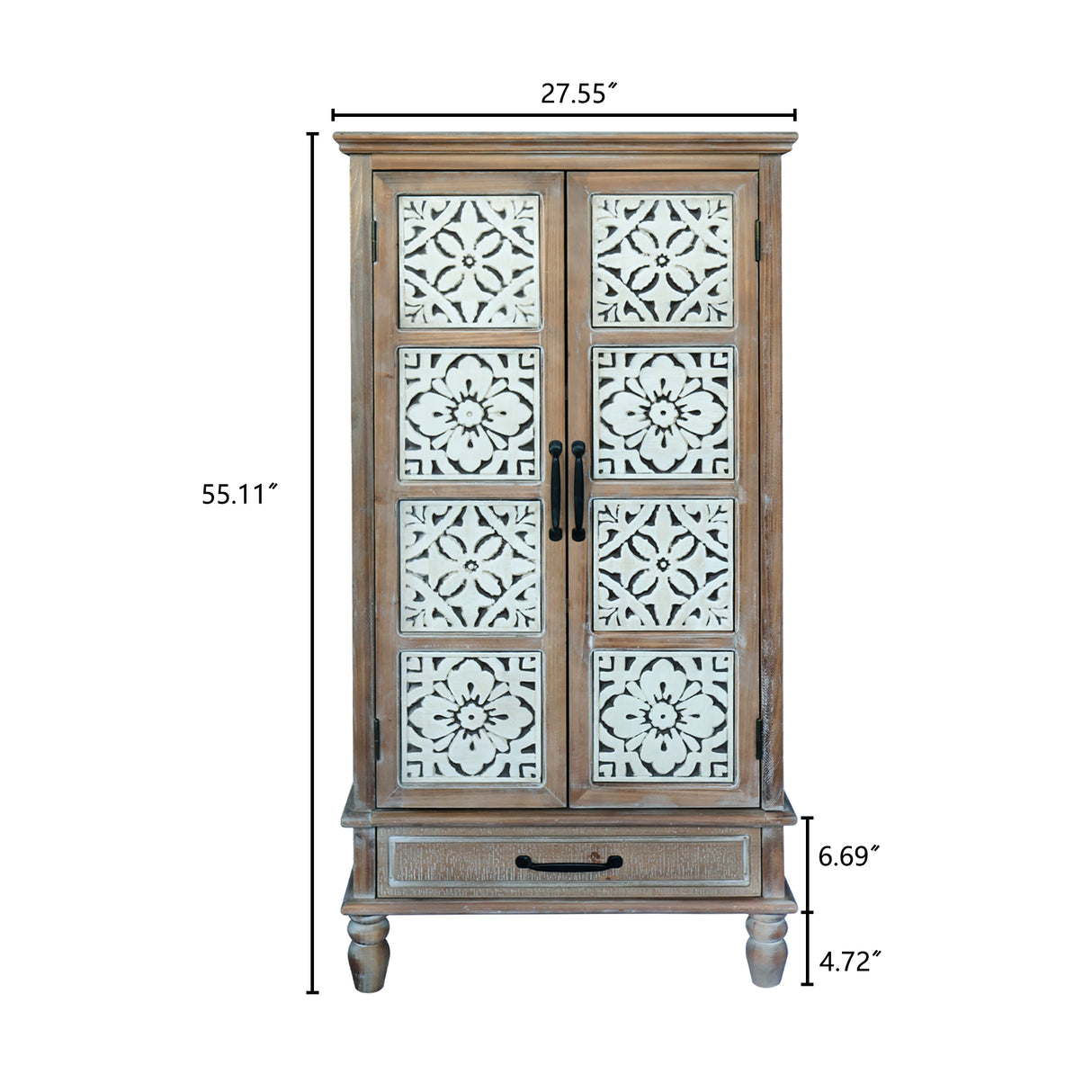 55.12'' Tall Tower Storage Cabinet - Rustic Wood Sideboard