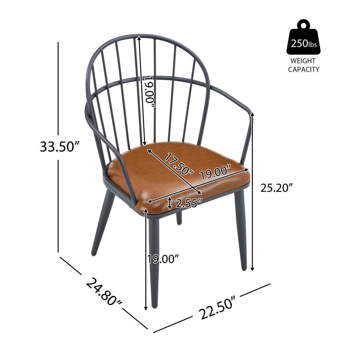 Industrial Inspired Upholstered Dining Chair Set With Metal Legs (Set of 2) - Brown - Best Buy Furniture