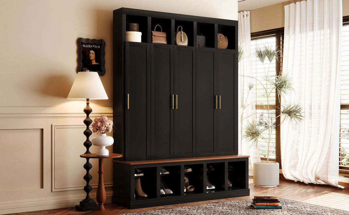 U-Can Farmhouse Entryway Storage Cabinet Coat Closet