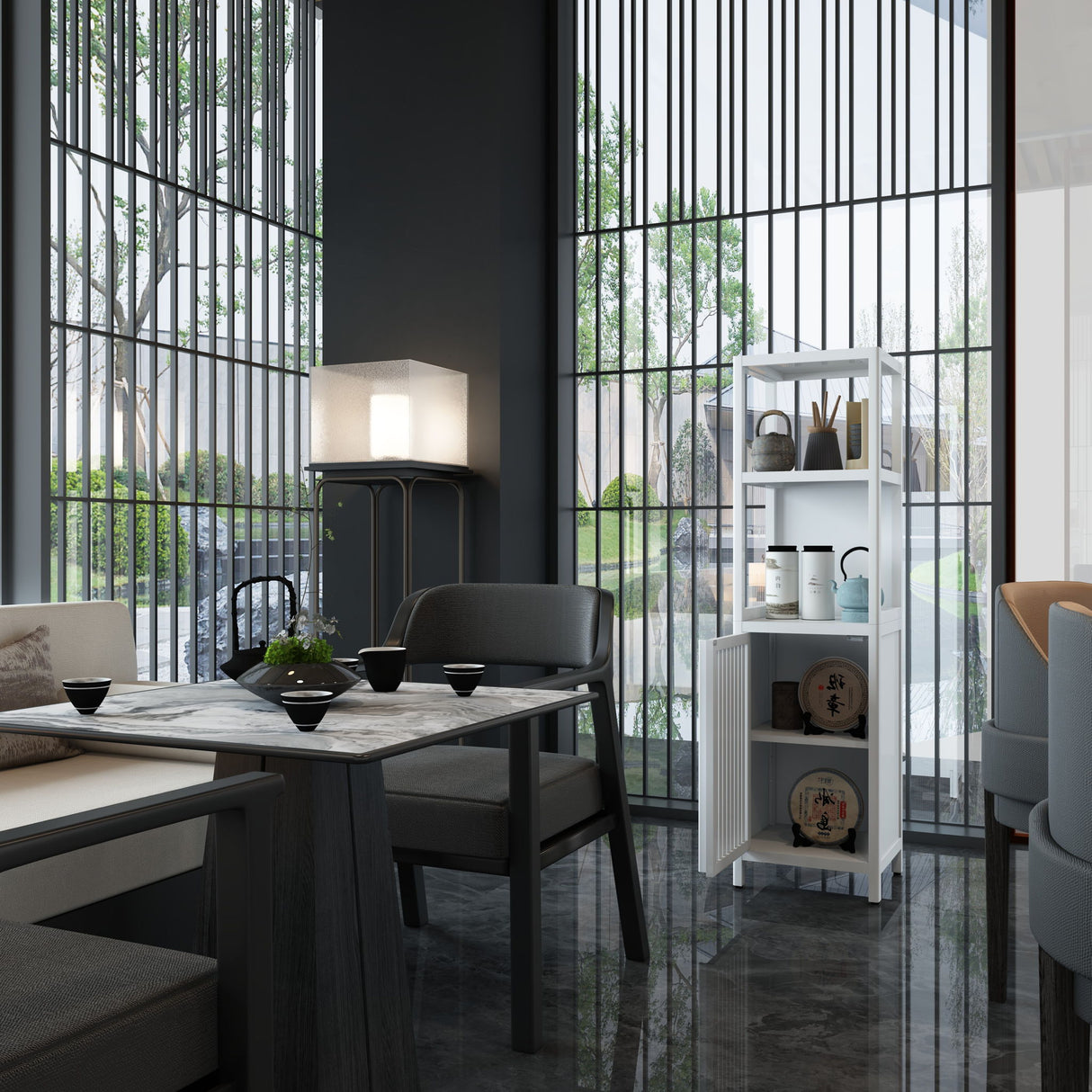 Storage Cabinet With Tall Tower, Multifunctional For Bathroom