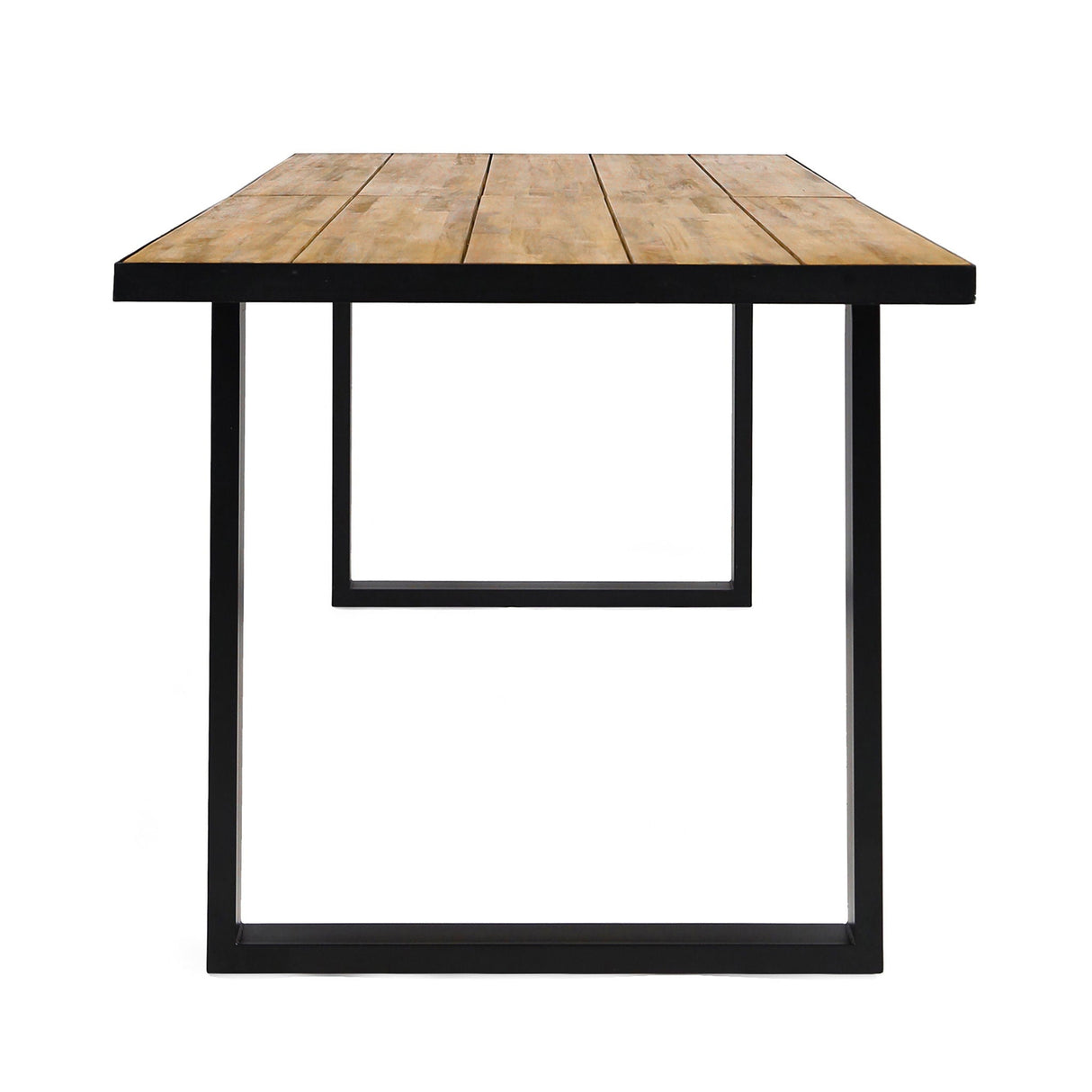 Outdoor Dining Table With U Shape Legs And Slat Top Table - Teak - Best Buy Furniture