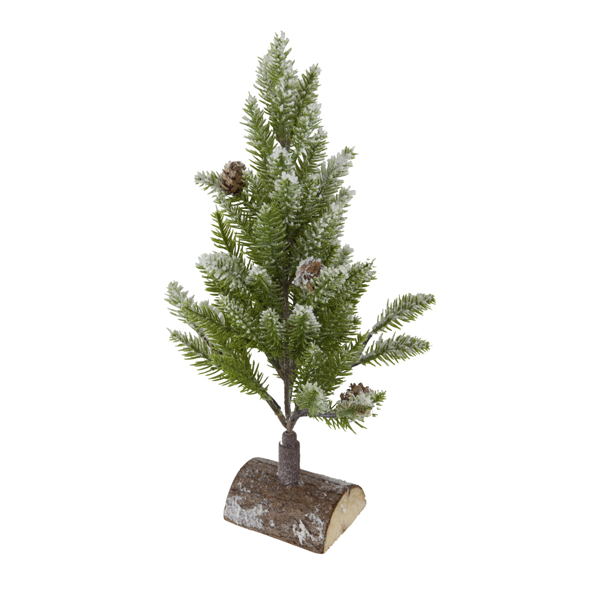 Set of 2, 13.5" Christmas PVC Tree On Wood Base With Snow