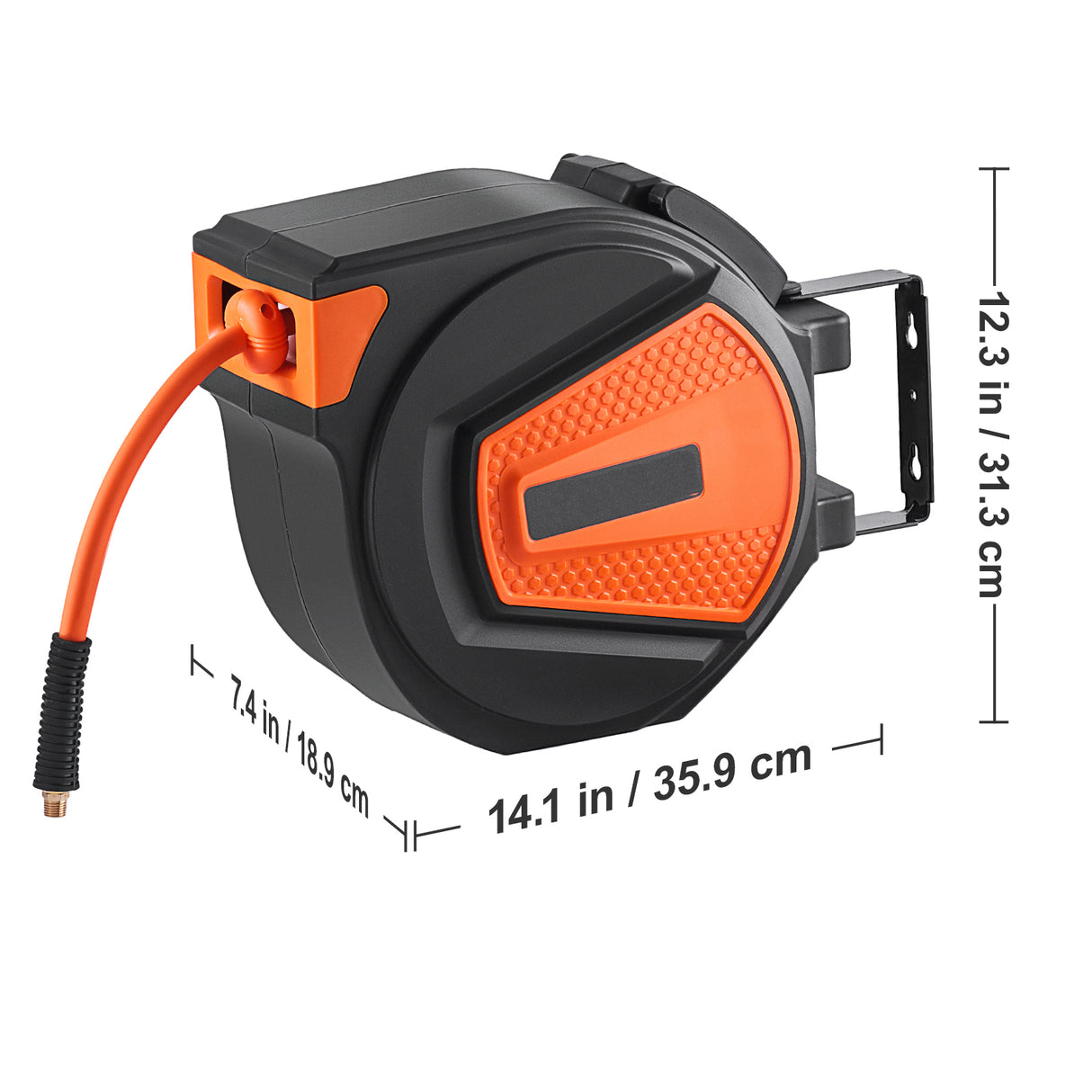 Retractable Air Hose Reel, 3/8 in x 50 ft Hybrid Air Hose