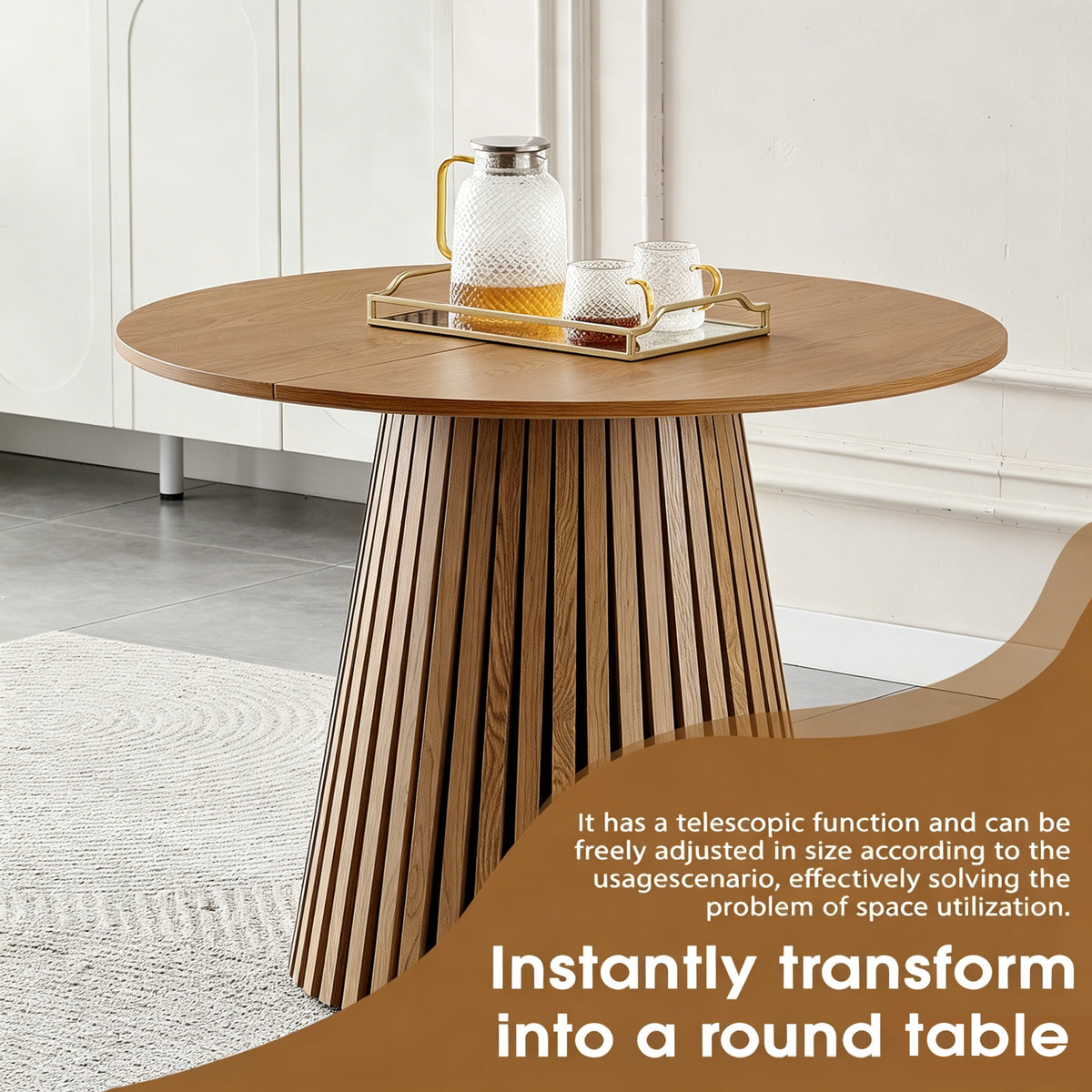 Wooden Flexible and Extendable Dining Table