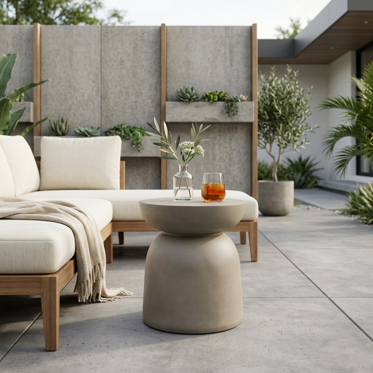 Outdoor Round Top MGO Drum Side Table