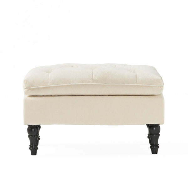 Lofton - Pillow Top Ottoman With Button Tufting - Cream - Best Buy Furniture