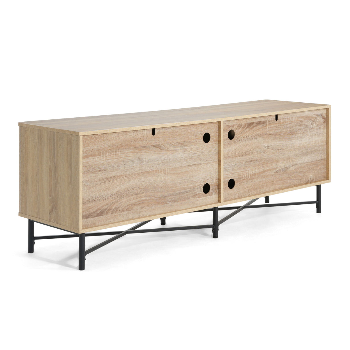 4 Door TV Cabinet, 2 Storage Spaces, Adjustable Shelves