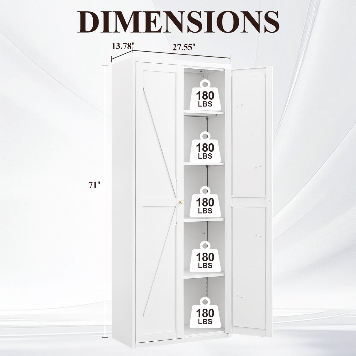Adjustable 2 Door Storage Cabinet With Adjustable Shelves