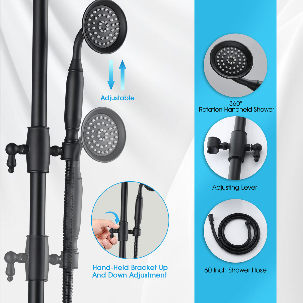 8-Inch Complete Rain Shower Combo System, Matte Black