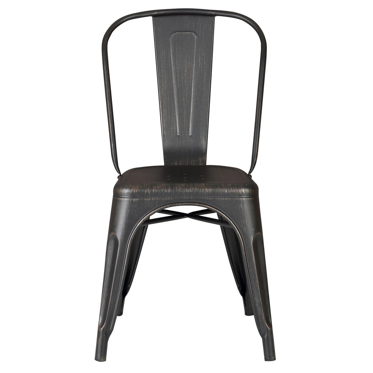 Set of 4 Stackable Metal Dining Chairs, Modern Industrial Slat Back