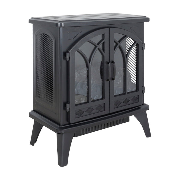 24" 3D Flame Electric Infrared Quartz Fireplace Stove With Remote Control - Antique Black