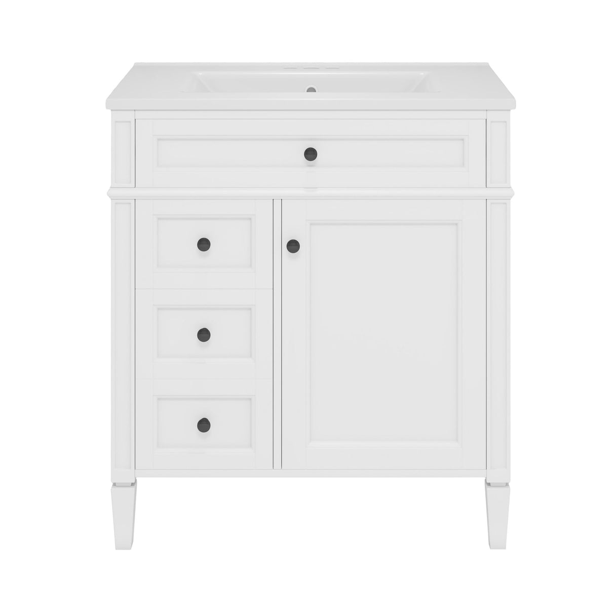 Bathroom Vanity With Top Sink, Storage Cabinet With 2 Drawers, Tip Out Drawer