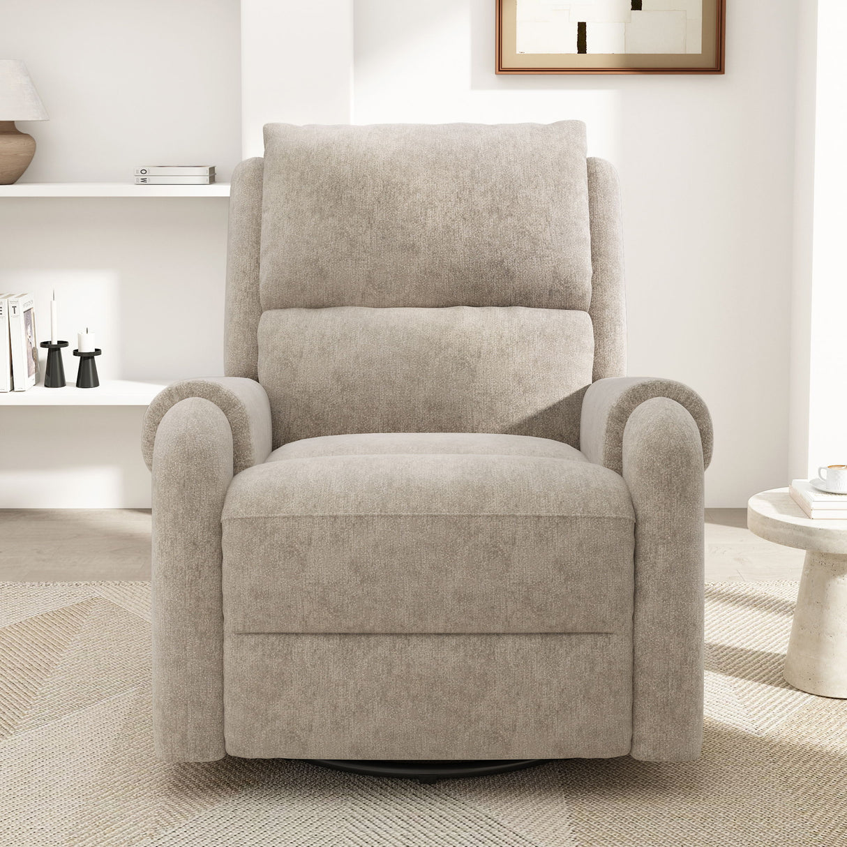 Manual Recliner Massage Chair With Swivel Rocker, 8 Massage Modes, Side Storage Pocket