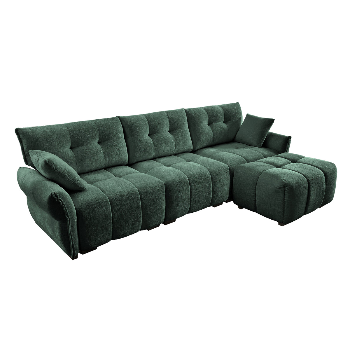 Three-Seater Sofa Set With Ottoman and Pillows
