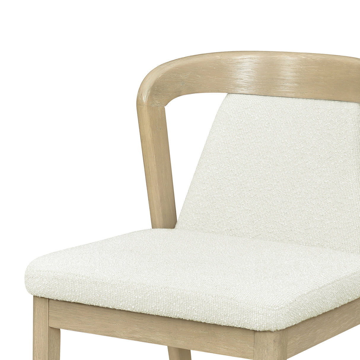 Upholstered Backrest Armless Dining Chairs (Natural Ash + Beige)