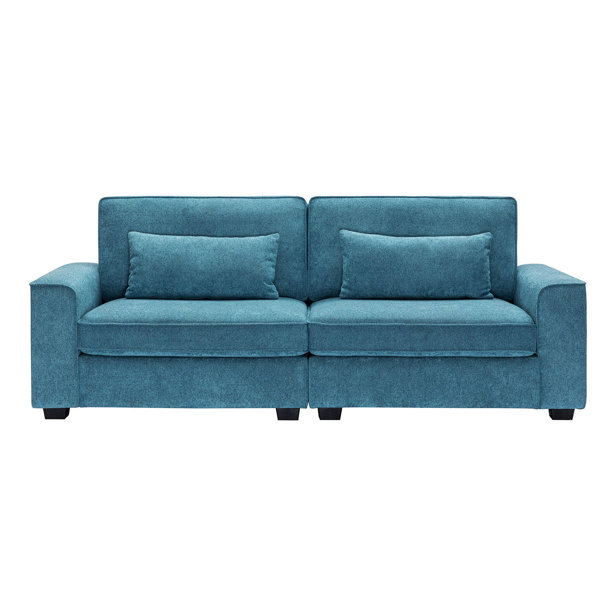 Modern Fabric Sofa With Cushions, Sleek Arm Design