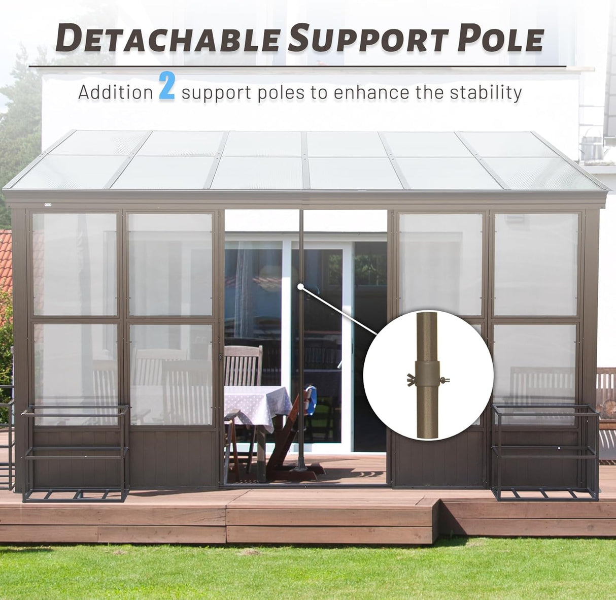 10x12FT All Season Aluminum Sunroom with Detachable Windows