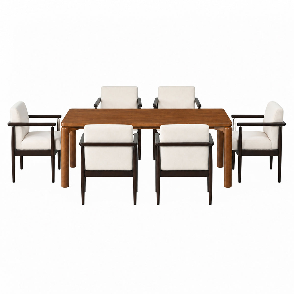 Mid-Century 7-Piece Dining Table Set