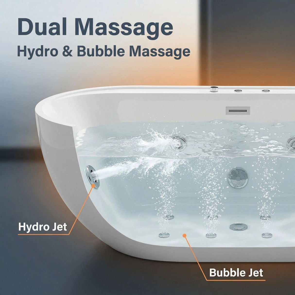 67" Whirlpool and Air Bath Soaking Combination Tub with Adjustable Speed Air Blower