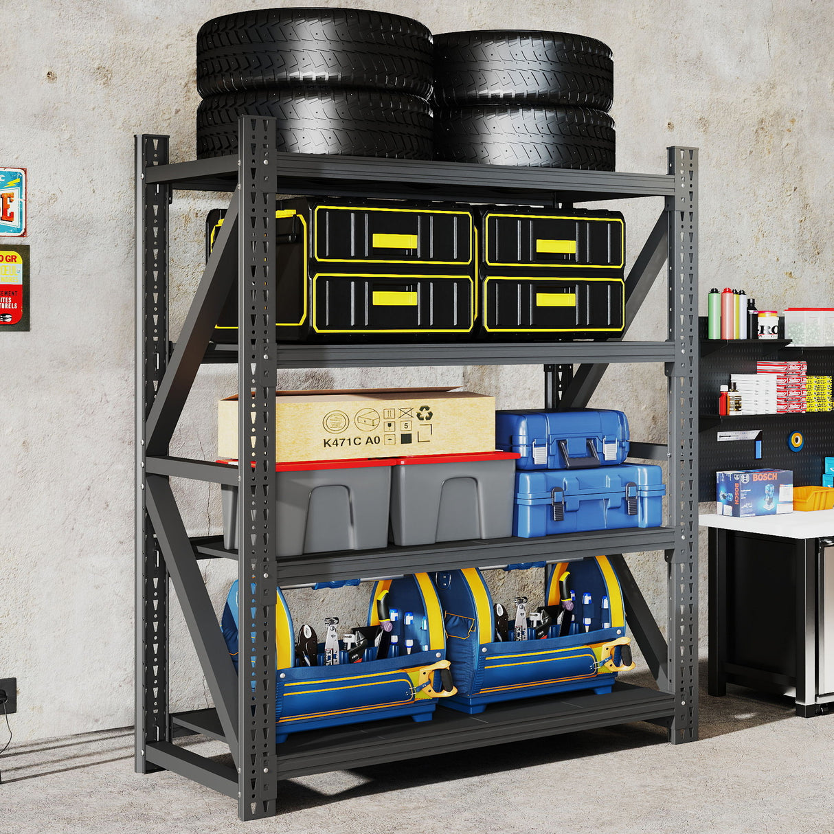 Heavy Duty 4 Shelf Garage Shelving Unit