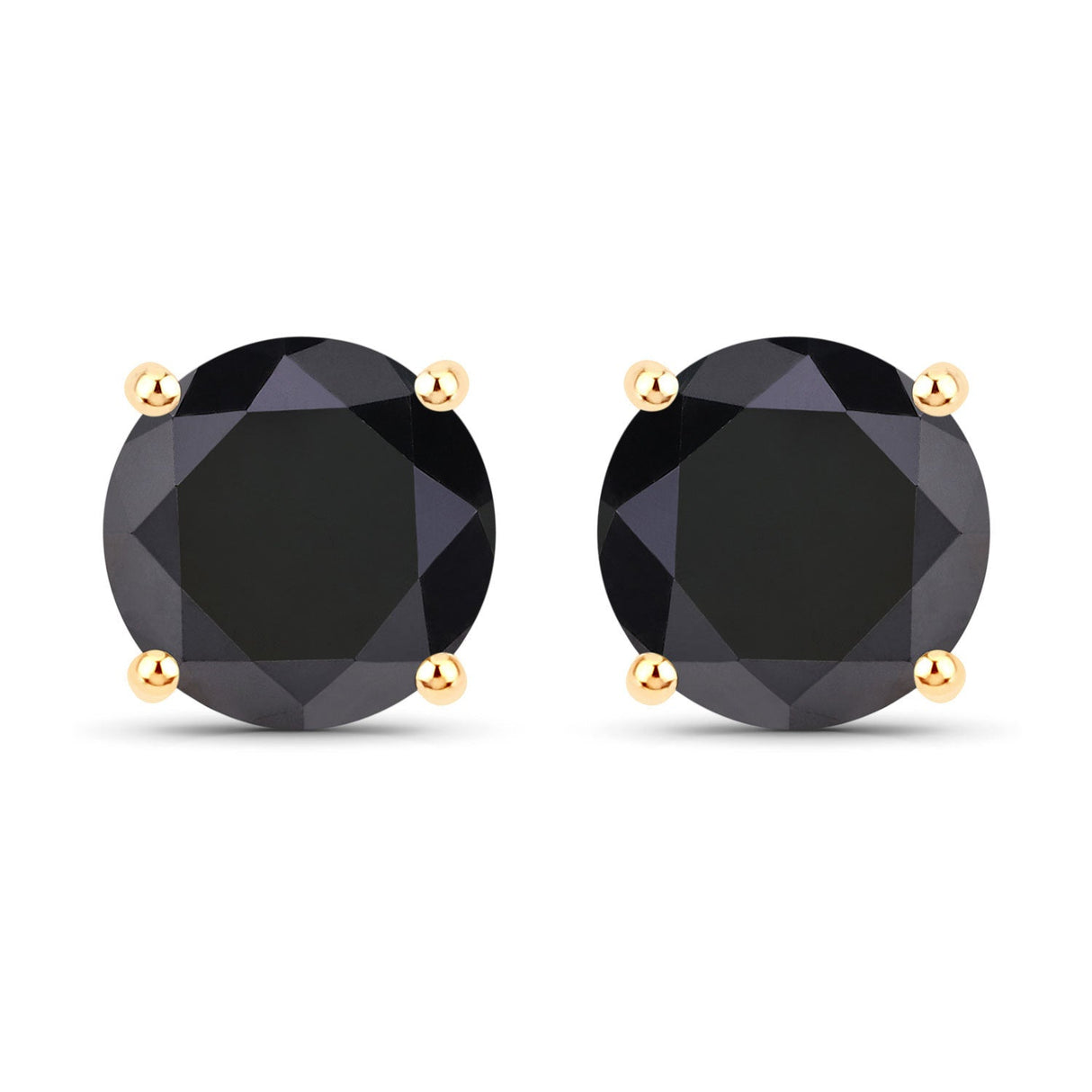 4.91 Carat Genuine Black Diamond 14K Yellow Gold Earrings