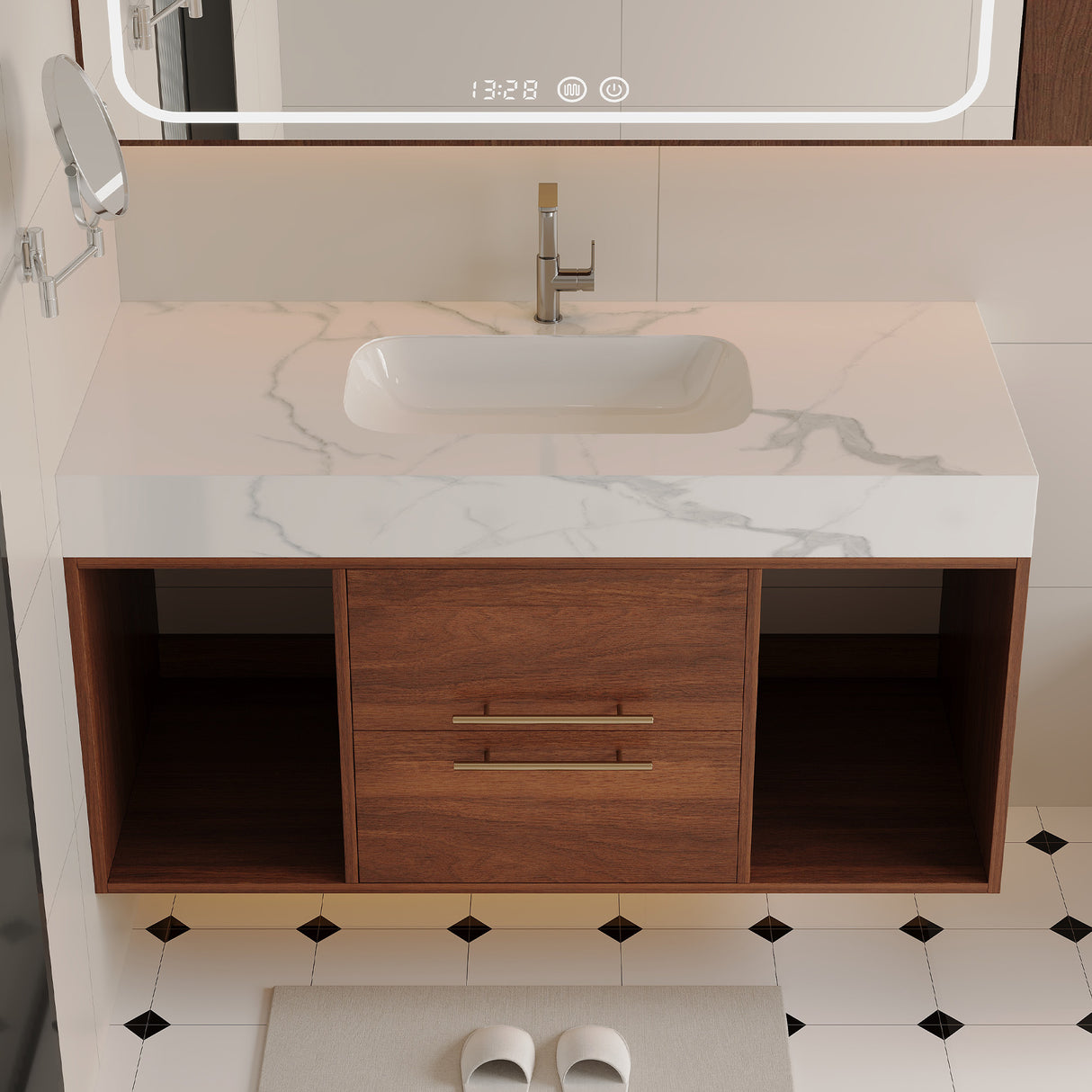 39.4" Floating Bathroom Vanity with Ceramic Sink