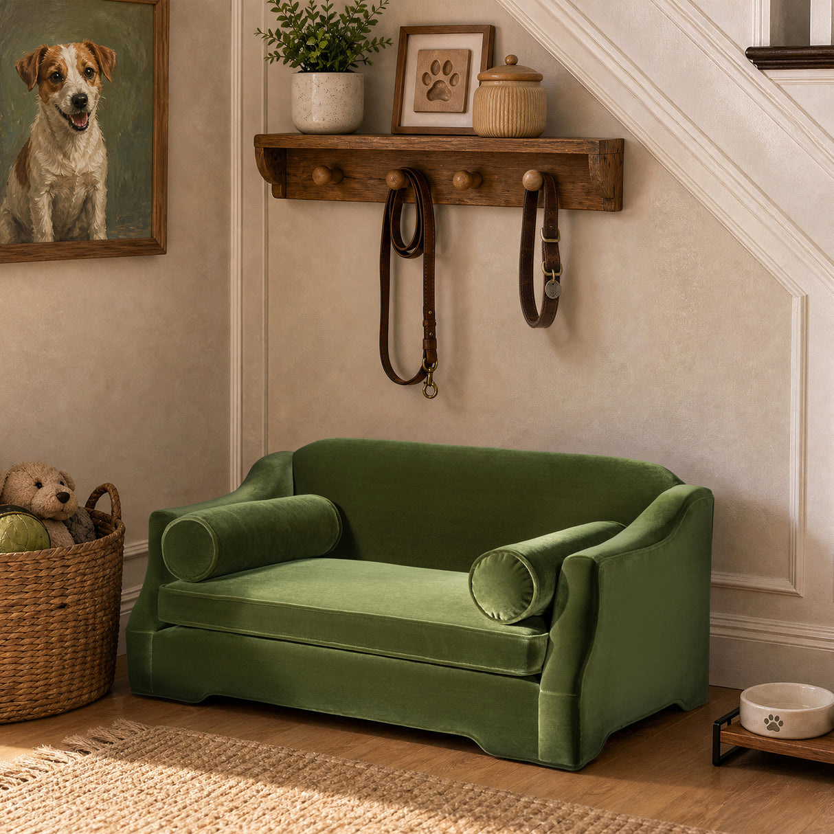 Paloma 35.5" Dog Sofa Bed - Medium in Olive
