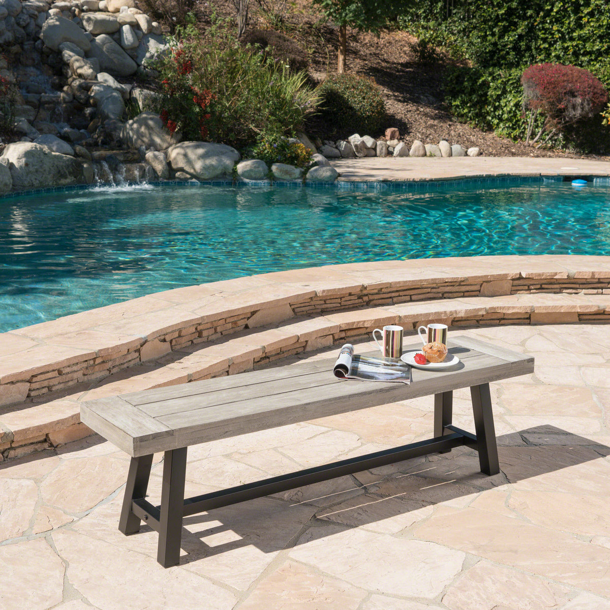 Acacia Wood Outdoor Dining Bench