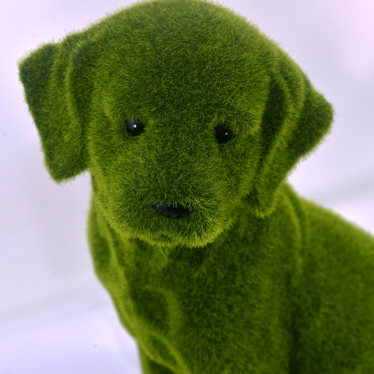 Flocked Dog Garden Statue with Weather-Resistant Finish - Green