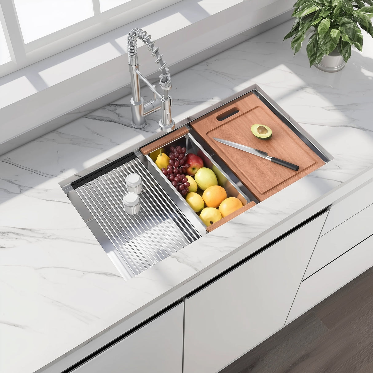 30" Undermount Workstation Stainless Steel Kitchen Sink