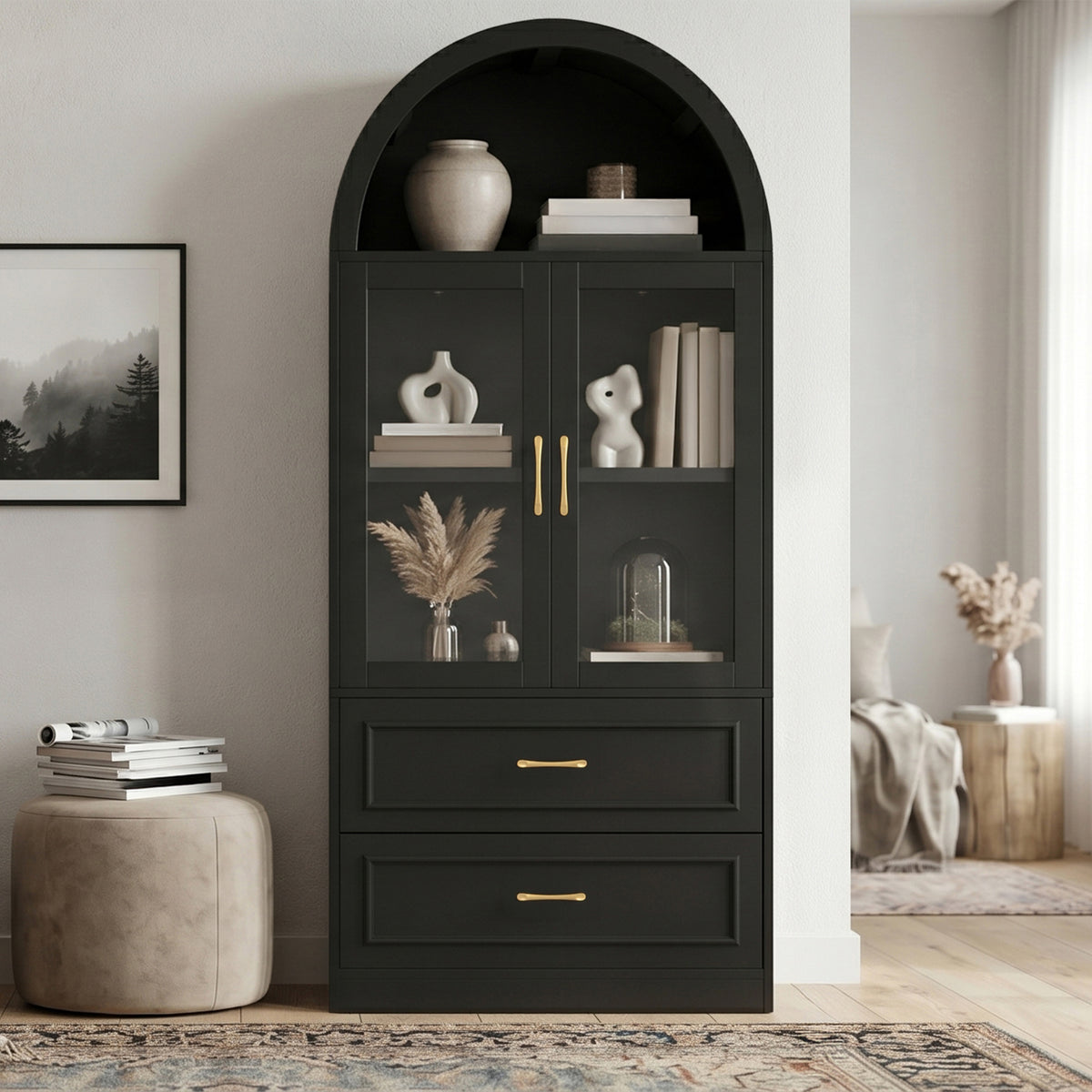 Modern Minimalist Arched Top Storage Cabinet