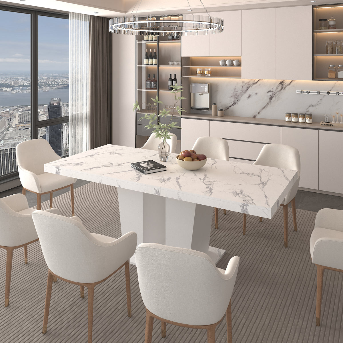 Extendable Dining Room Table for 6-10