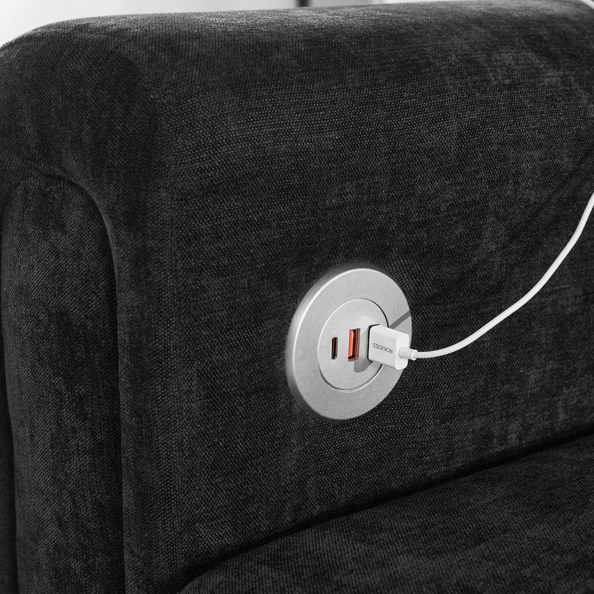 Modular Sectional Sofa With Movable Ottomans, USB Ports & Side Tables