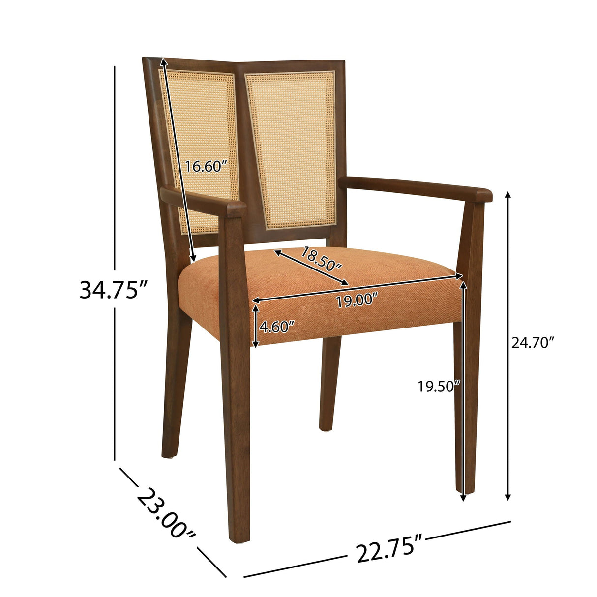 Mid Century Modern Arm Dining Chair Set With Rattan Backrest - Best Buy Furniture