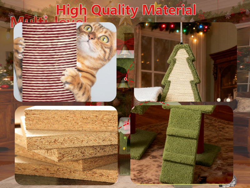 Wide Christmas Cat Tree Tower for Indoor Cats