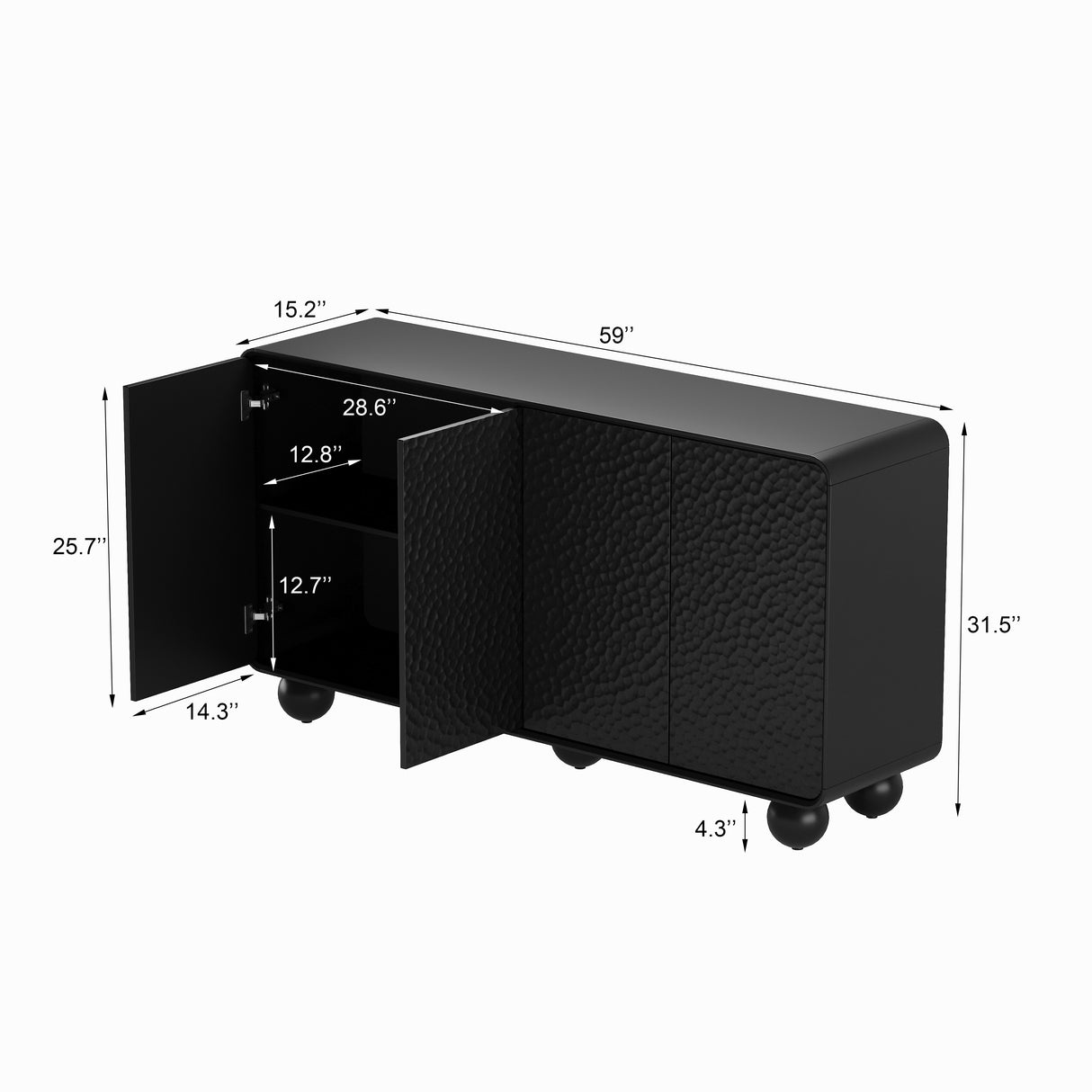 59'' Sideboard Buffet Cabinet with Storage