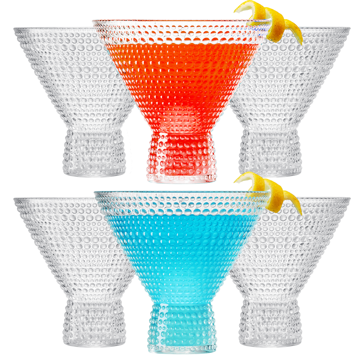 Barcelona Acrylic Martini Hobnail Glassware, Set of 6
