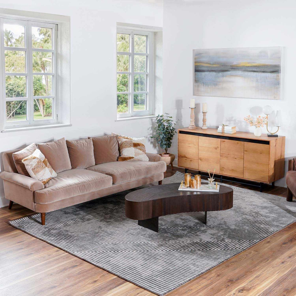 Quartz Patterned Sheen Gray/Green Viscose Rug