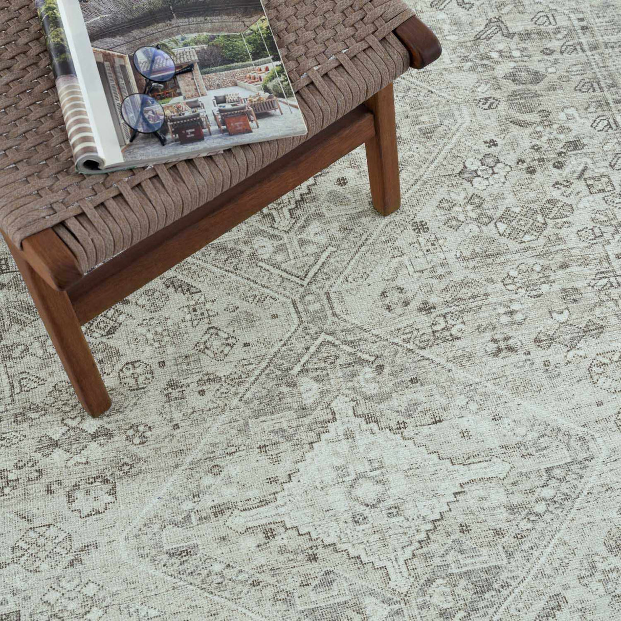 Barny Sage Flat Pile Washable Rug