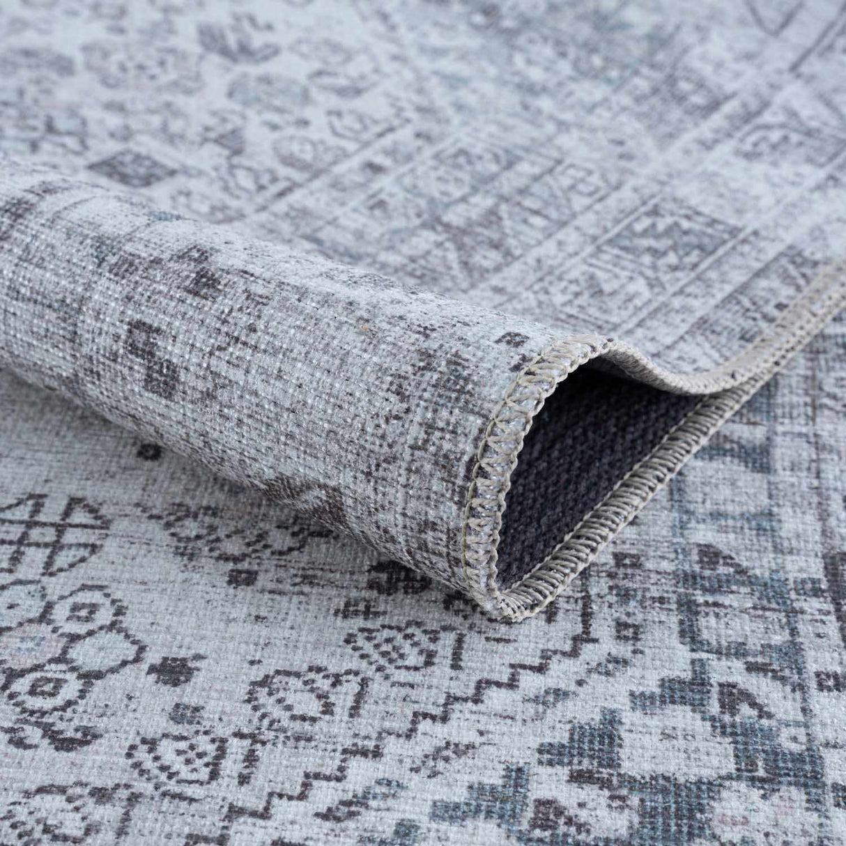 Barny Gray Denim Washable Rug
