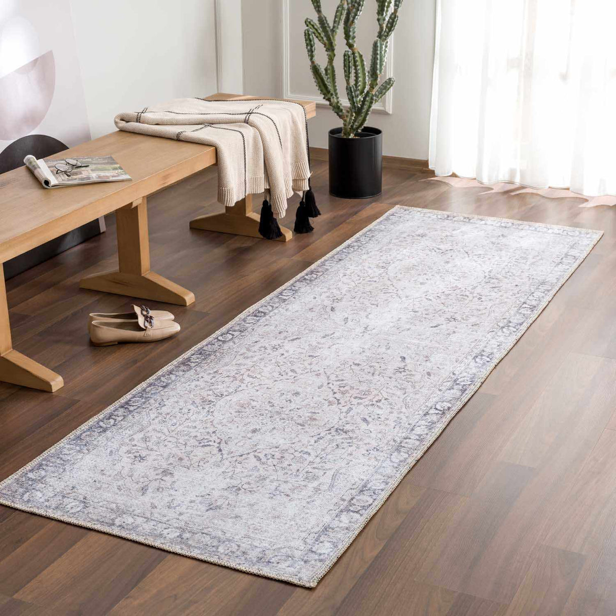 Haile Green & Pink Washable Area Rug