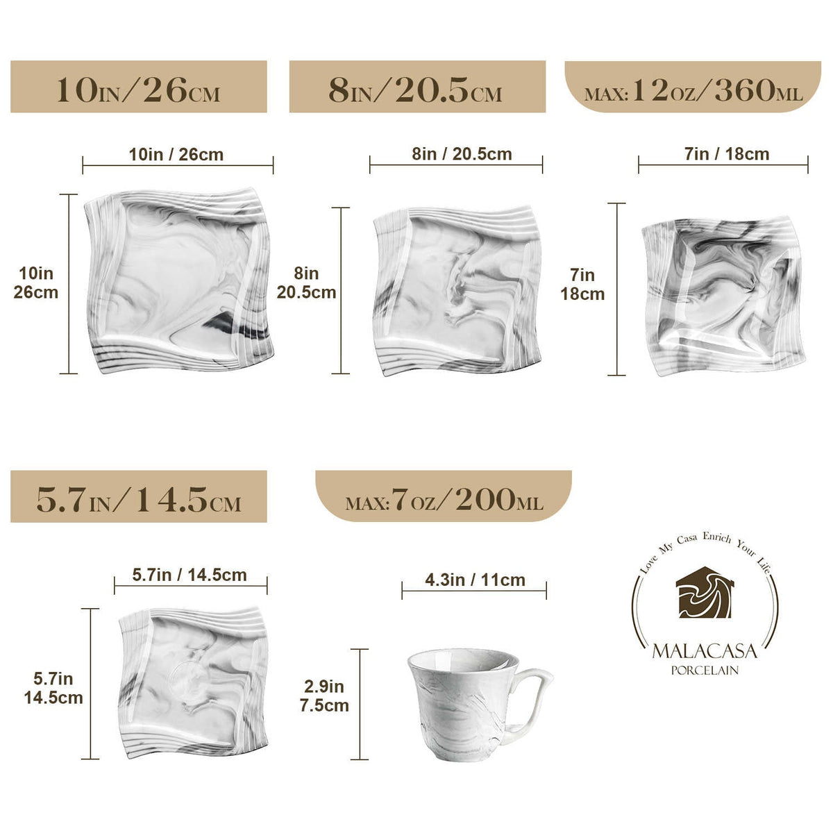 Amparo Marble Grey 30 Piece Dinnerware Set
